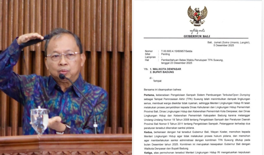 Gubernur Koster Surati Walikota - Bupati Badung, Beritahukan Batas Waktu Penutupan TPA Suwung, 23 Desember 2025