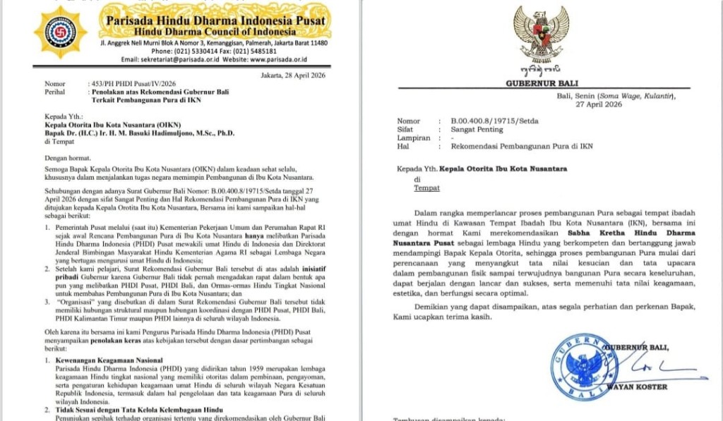 PHDI Tolak Rekomendasi Gubernur Bali Terkait Pembangunan Pura di IKN, Kirim Surat kepada Kepala OIKN, Ditembuskan ke Presiden RI