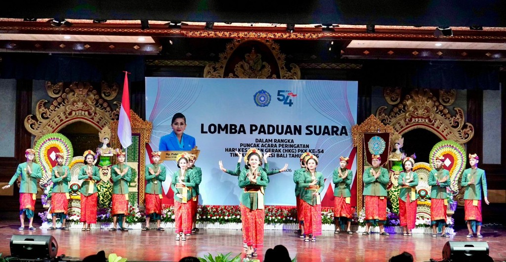 Semarak HKG PKK Ke-54 Tahun 2026, Ny. Ayu Kristi Arya Wibawa Hadiri Lomba Paduan Suara Tingkat Provinsi Bali