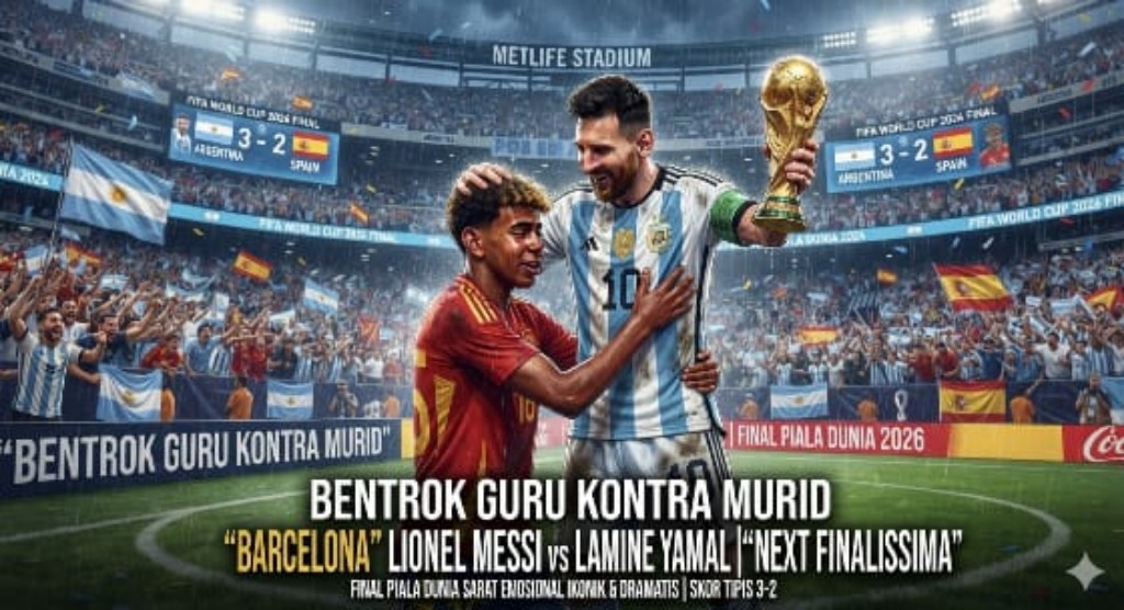 Messi vs Yamal Duel Sang Guru dan Sang Murid Barcelona Warnai Final Piala Dunia 2026, Argentina Diprediksi Menang Dramatis 3-2