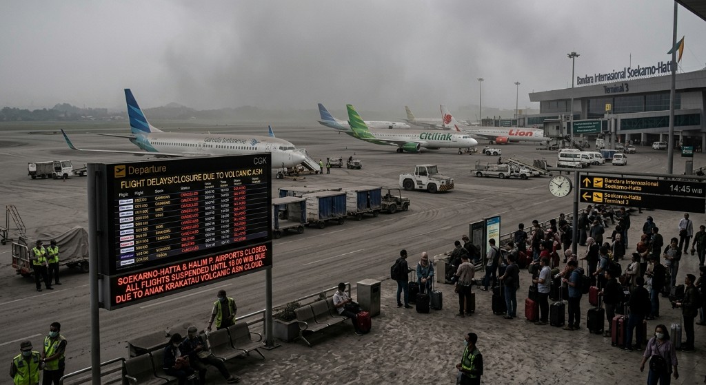 Dampak Abu Vulkanik Anak Krakatau, Soekarno-Hatta dan Halim Perdanakusuma Masih Closed hingga 18.00 WIB