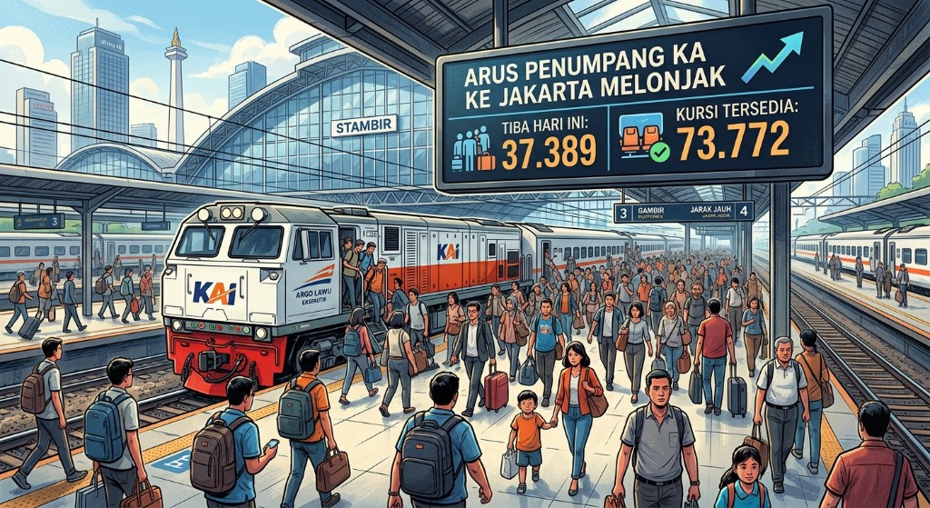 Arus Penumpang KA ke Jakarta Melonjak, 37.389 Pelanggan Tiba, 73.772 Kursi Masih Tersedia