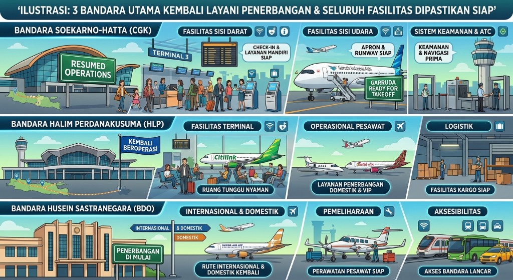 Tiga Bandara Kembali Beroperasi, Soekarno-Hatta Pulihkan Penerbangan Secara Bertahap