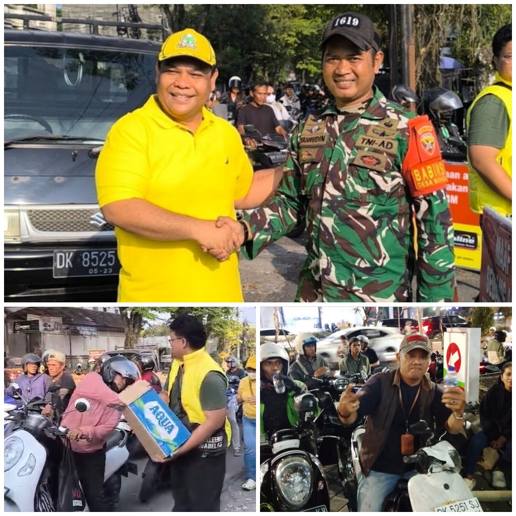Kelangkaan BBM Picu Antrean Panjang di Bali, Kader Golkar Bagikan Air Minum untuk Pengendara