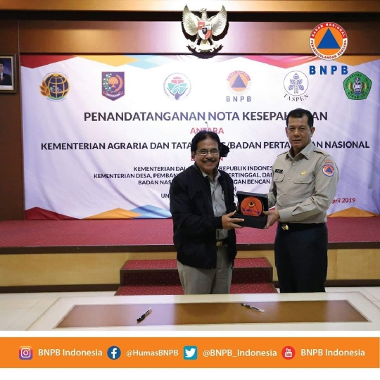 Dokumentasi dari - Kepala BNPB Tanda Tangani MoU dengan Kementerian ATR/BPN Terkait Mitigasi Tata Ruang