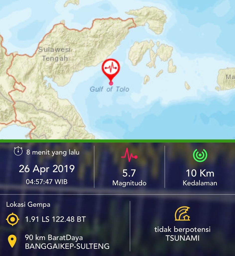 Dokumentasi dari - Gempa M5,7 Guncang Banggai Kepulauan Sulteng
