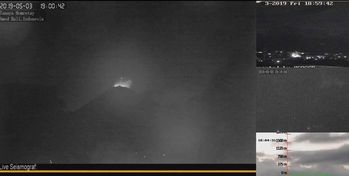 Dokumentasi dari - Gunung Agung Erupsi 65 Detik Jumat Petang, Perbekel Anggota Pesebaya Agung Waspada