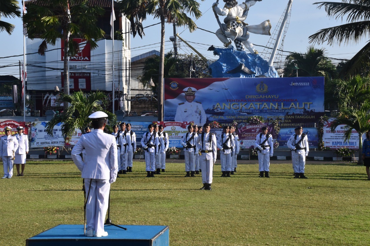 Dokumentasi dari - Lanal Denpasar Gelar Upacara Secara Militer, Pengabdian TNI Angkatan Laut Selama 77 Tahun Menjaga Negara Maritim